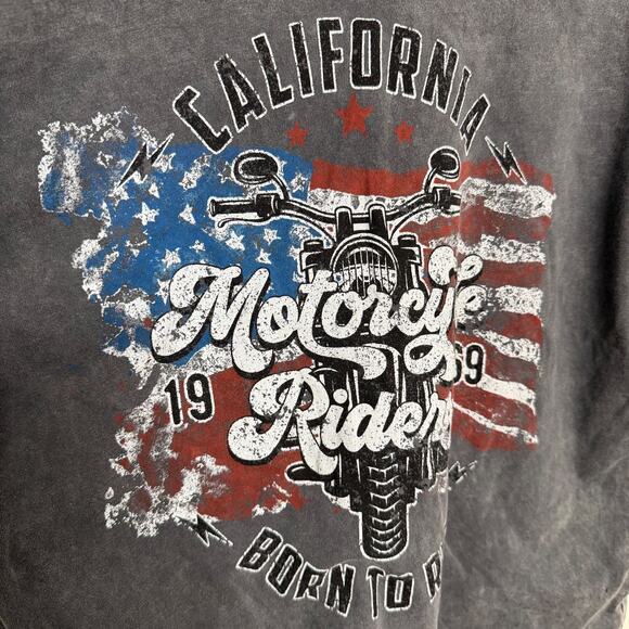 Caution To The Wind Womens M Gray Burnout Crop Tee Motorcycle Graphic Y2K - Picture 3 of 4